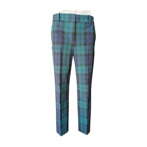J. Crew Ruby Pant Plaid Trousers Women Size‎ 8 Emerald Green Navy Blue